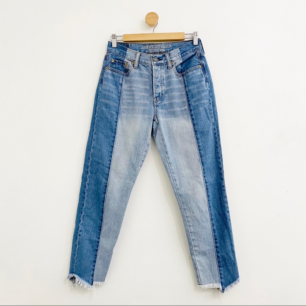 American Eagle Vintage High Rise Two stone Frayed Hem Button Fly Jeans - Picture 2 of 9